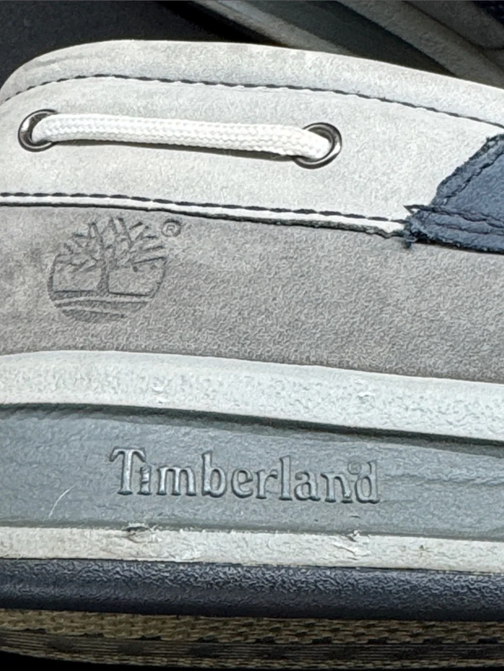 Mens Timberland Gray and Navy Nubuck Boat Shoes Sz 12